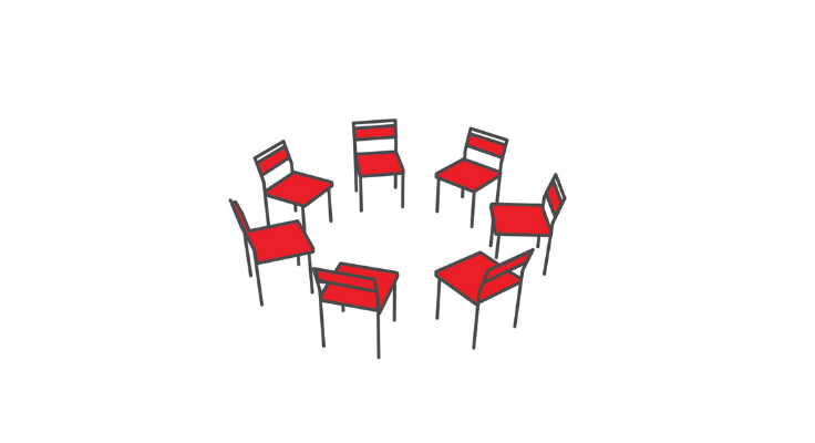 icon of chairs set in a circle facing inwards