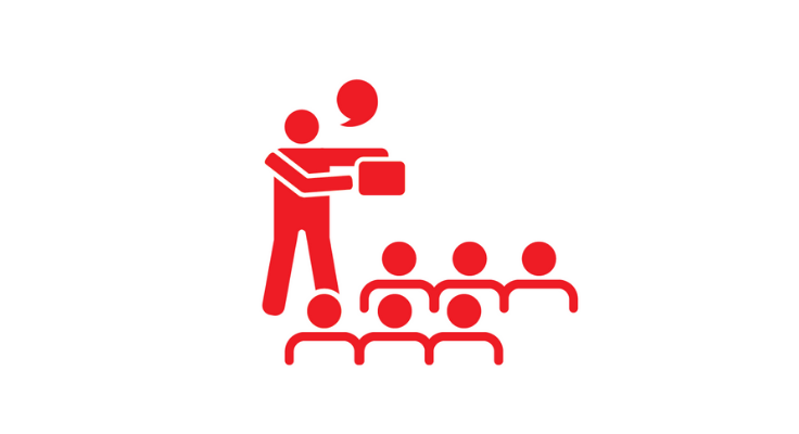 icon of person presenting to a group of people